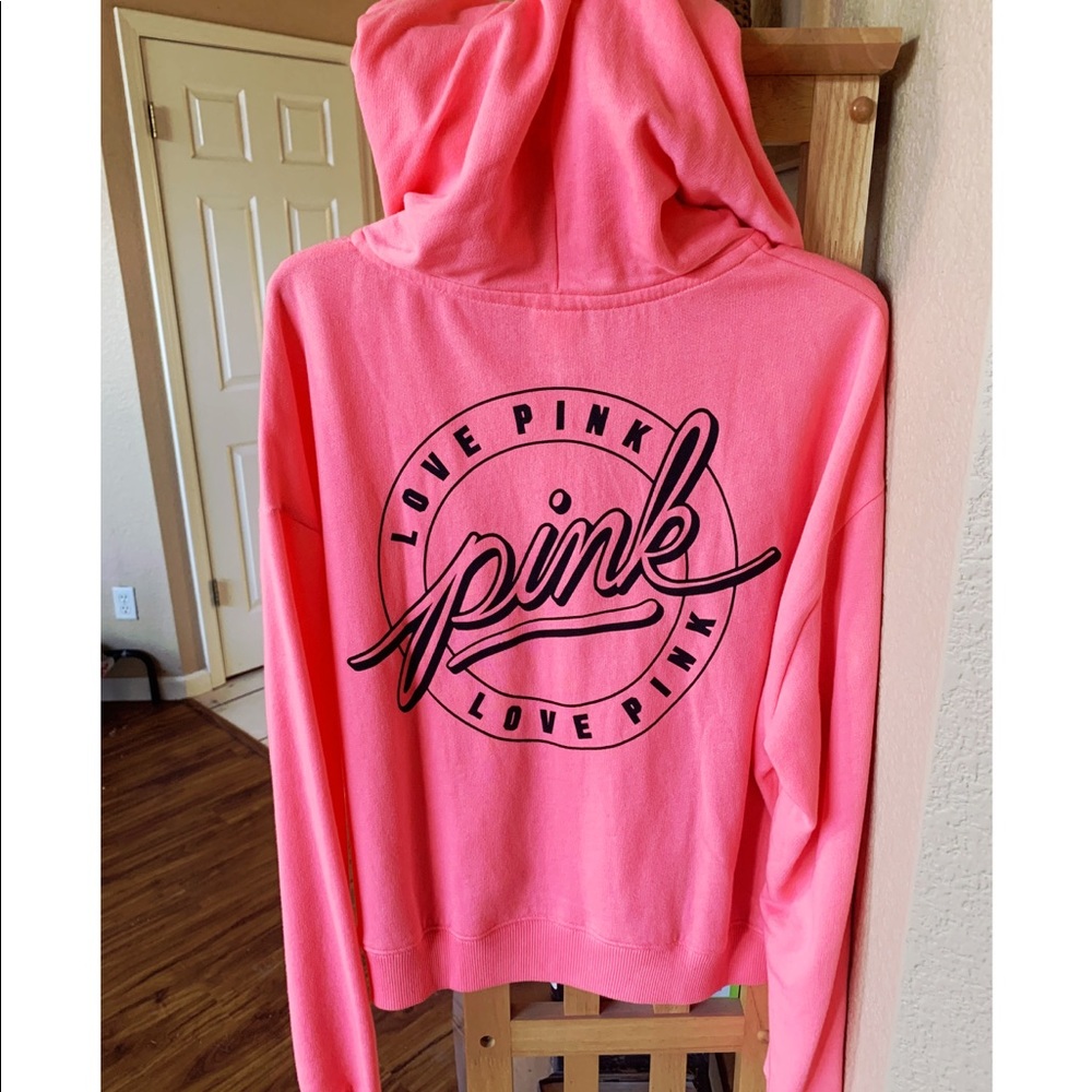 VS Pink Cropped Zip Up Hoodie